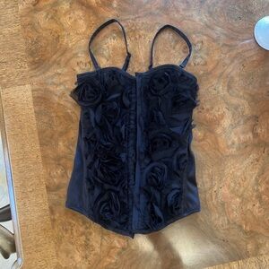 Charlotte Russe Black Floral Camisole Top